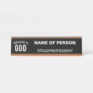PLACA DE MESA DEDICADO A DEUS TEXTO BRANCO RESFRIADO PERSONALIZÁ
