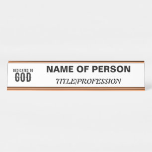 PLACA DE MESA DEDICADO A DEUS TEXTO NEGRO LEGAL PERSONALIZÁVEL