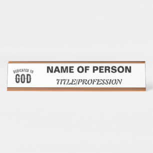 PLACA DE MESA DEDICADO A DEUS TEXTO NEGRO PERSONALIZÁVEL LEGAL