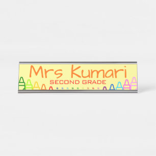 Placa De Mesa Design do Professor Personalizado Crayon