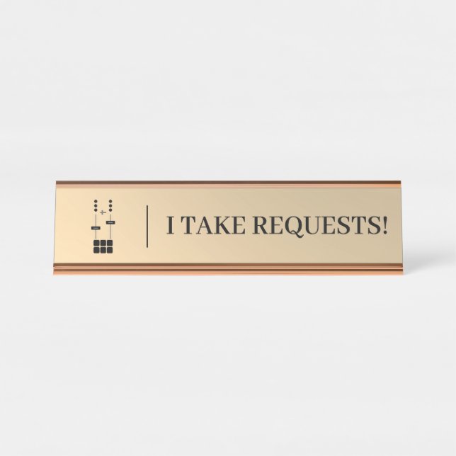 Placa De Mesa DJ de Casamento Faux Dourado (Frente)