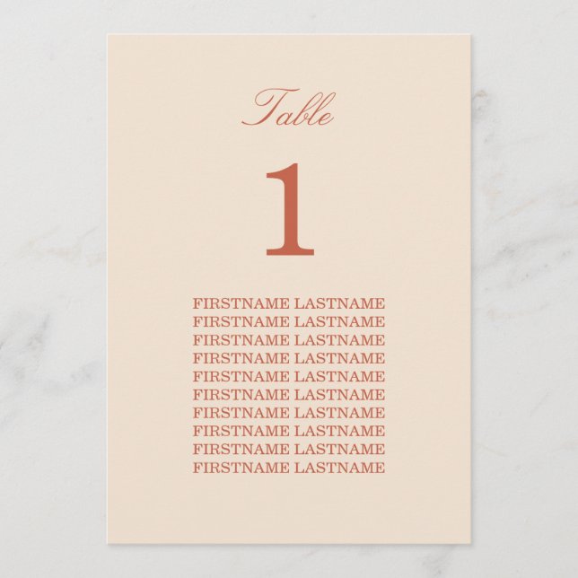 Placa de Mesa do Script Terracotta para Nomes de C (Frente)