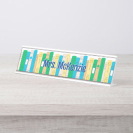 Placa De Mesa Docente em Inglês dos Livros Bons