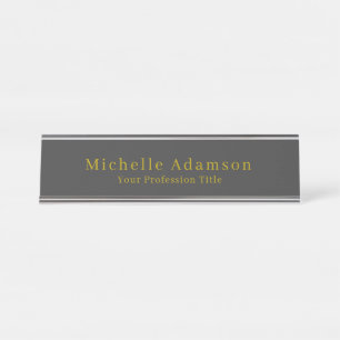 Placa De Mesa Dourada e escura Cinza profissional preto moderno