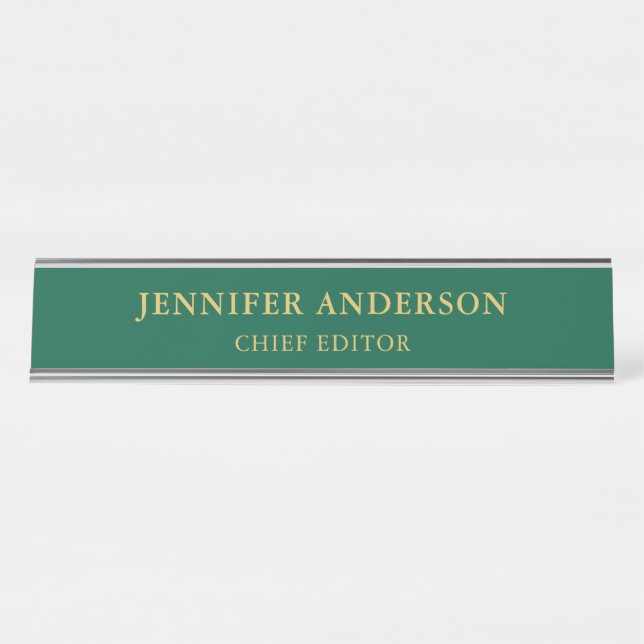 Placa De Mesa Douradas cores verdes Trendy Modern Plain (Frente)