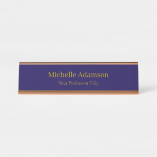 Placa De Mesa Dourado e escuro Cor Azul Simples Moderno
