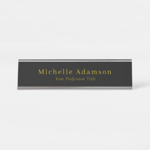 Placa De Mesa Dourado e preto - simples profissional moderno