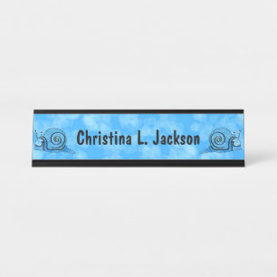 Placa De Mesa Duas Caricaturas Diversas Caracóis Tie dye Blue Sh