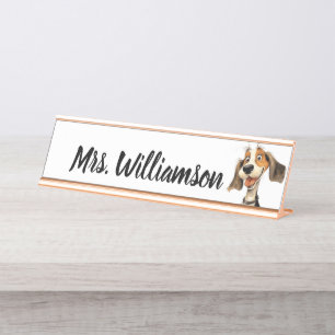 Placa De Mesa Educador Professor Cachorrinho Fofo Nome Mesa