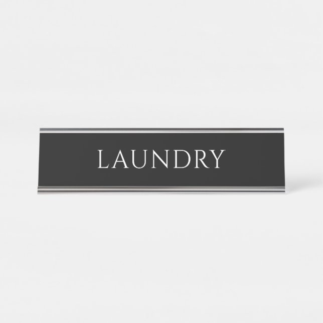Placa De Mesa Elegant Black Laundry Room Name Plate (Frente)