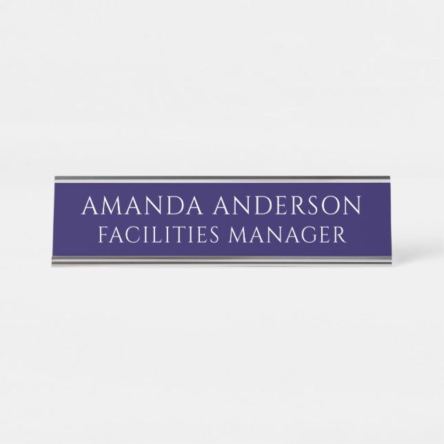 Placa De Mesa Elegant Blue Director Title Name Plate (Frente)