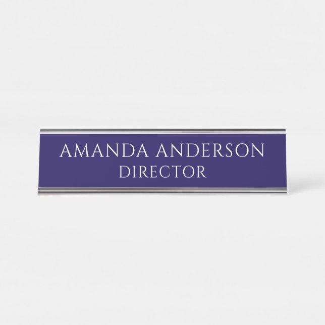 Placa De Mesa Elegant Blue Director Title Name Plate (Frente)
