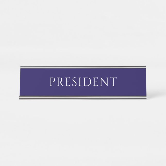 Placa De Mesa Elegant Blue President Name Plate (Frente)
