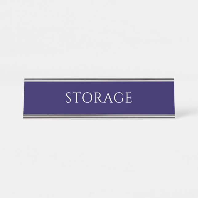 Placa De Mesa Elegant Blue Storage Room Name Plate (Frente)