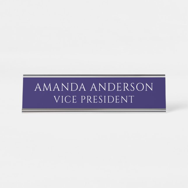 Placa De Mesa Elegant Blue Vice President Title Name Plate (Frente)
