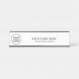 Placa De Mesa Elegant custom Logo Employee Name, Profession