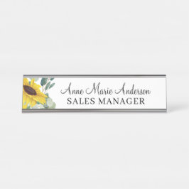 Placa De Mesa Elegant Floral Professional Name 