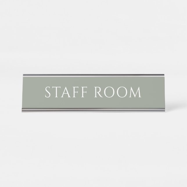 Placa De Mesa Elegant Sage Green Staff Room Name Plate (Frente)