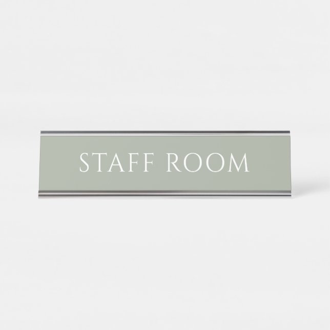 Placa De Mesa Elegant Sage Green Staff Room Name Plate (Frente)