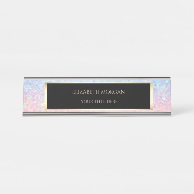 Placa De Mesa Elegante Bokeh Ombre Frame (Frente)