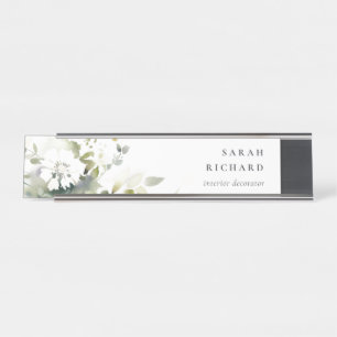 Placa De Mesa Elegante Moderno Boho Abstrato Verde Floral Branco