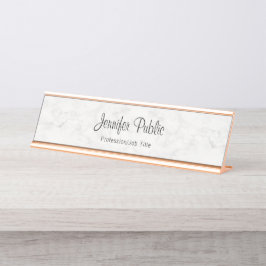 Placa De Mesa Elegante moderno de mármore branco Dourado