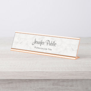 Placa De Mesa Elegante moderno de mármore branco Dourado