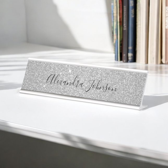 Placa De Mesa Elegante prata de luxo brilha moderna (Criador carregado)