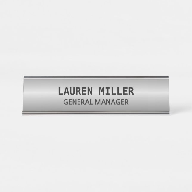 Placa De Mesa Elegante Prata Personalizável (Frente)
