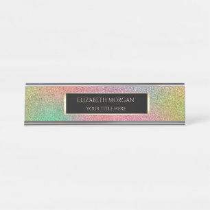 Placa De Mesa Elegante Quadro com Glitter Colorido Ombre