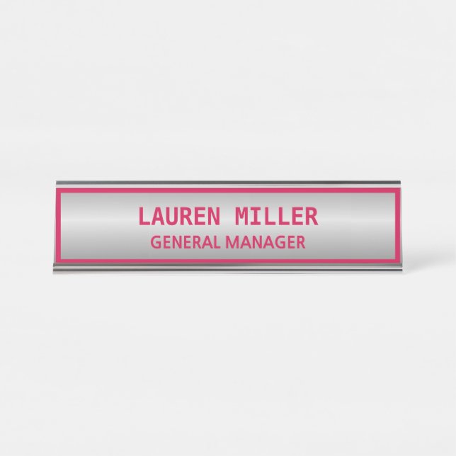 Placa De Mesa Elegante Silver e Burgundy (Frente)