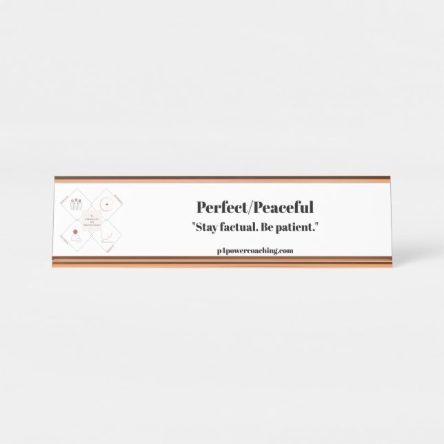 Placa de Mesa em Dourado Rosado Perfeito/Pacífico (Frente)