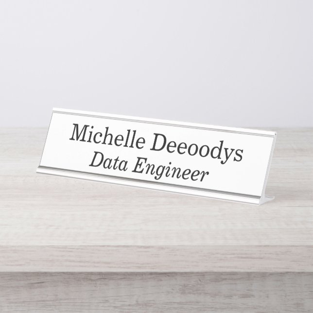 Placa De Mesa Engenheiro de Dados Branco (Frente)