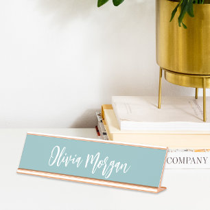 Placa De Mesa Esboço Cursivo de Aqua Preguiçoso