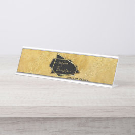 Placa De Mesa Escrita Látea Dourada Elegante De Luxo