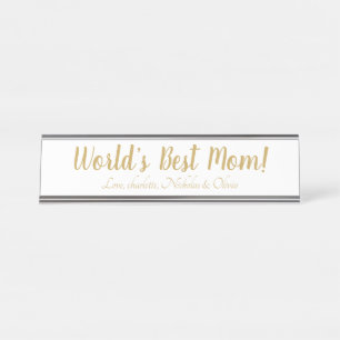 Placa De Mesa Escrito personalizado em ouro da Melhor Mãe, bonit