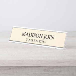 Placa De Mesa Escritório Azul de Chambray Moderno