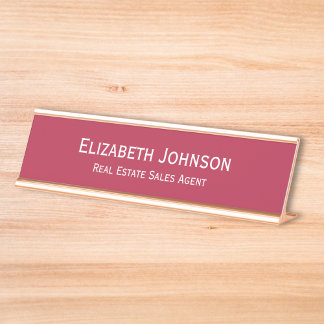 Placa De Mesa Escritório de negócios do Modern Magenta Red Profe