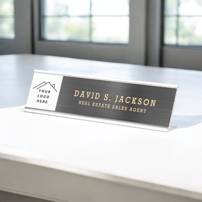 Placa De Mesa Escritório Dourado Clássico Moderno Profissional (Criador carregado)
