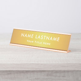 Placa De Mesa Escritório Preto e Dourado Moderno Profissional