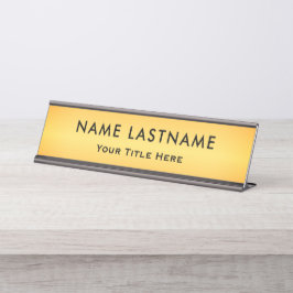 Placa De Mesa Escritório Preto e Dourado Moderno Profissional