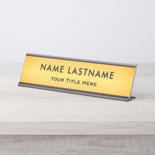 Placa De Mesa Escritório Preto e Dourado Moderno Profissional