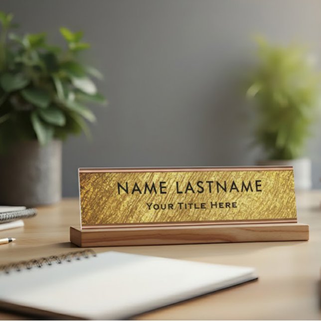 Placa De Mesa Escritório Preto e Dourado Moderno Profissional (Criador carregado)