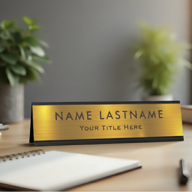 Placa De Mesa Escritório Preto e Dourado Moderno Profissional (Criador carregado)