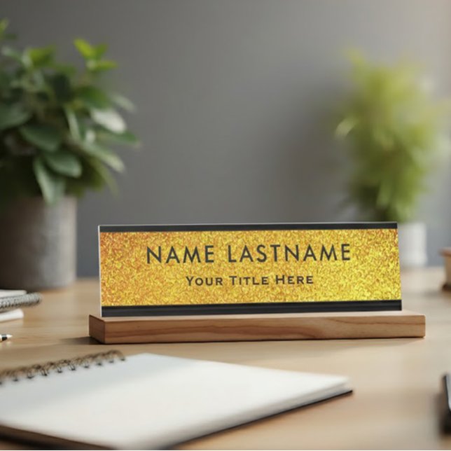 Placa De Mesa Escritório Preto e Dourado Moderno Profissional (Criador carregado)
