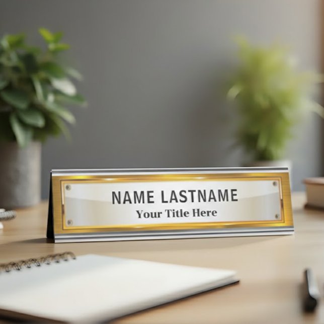 Placa De Mesa Escritório Preto e Dourado Moderno Profissional (Criador carregado)