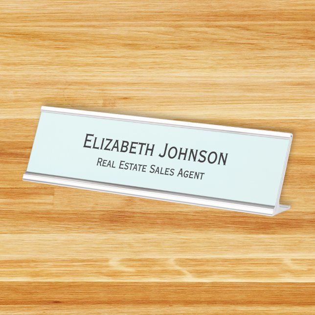 Placa De Mesa Escritório Profissional Azul de Aqua Moderno (Modern Aqua Blue Professional Business Office Desk Name Plate)