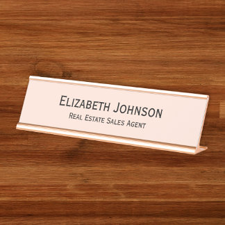 Placa De Mesa Escritório profissional Dourado do Rosa moderno