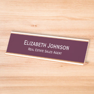 Placa De Mesa Escritório Profissional Moderno da Borgonha
