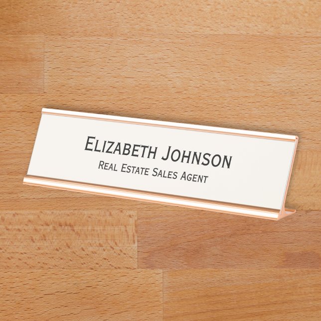 Placa De Mesa Escritório profissional moderno de marfim (Modern Light Ivory Professional Business Office Desk Name Plate)